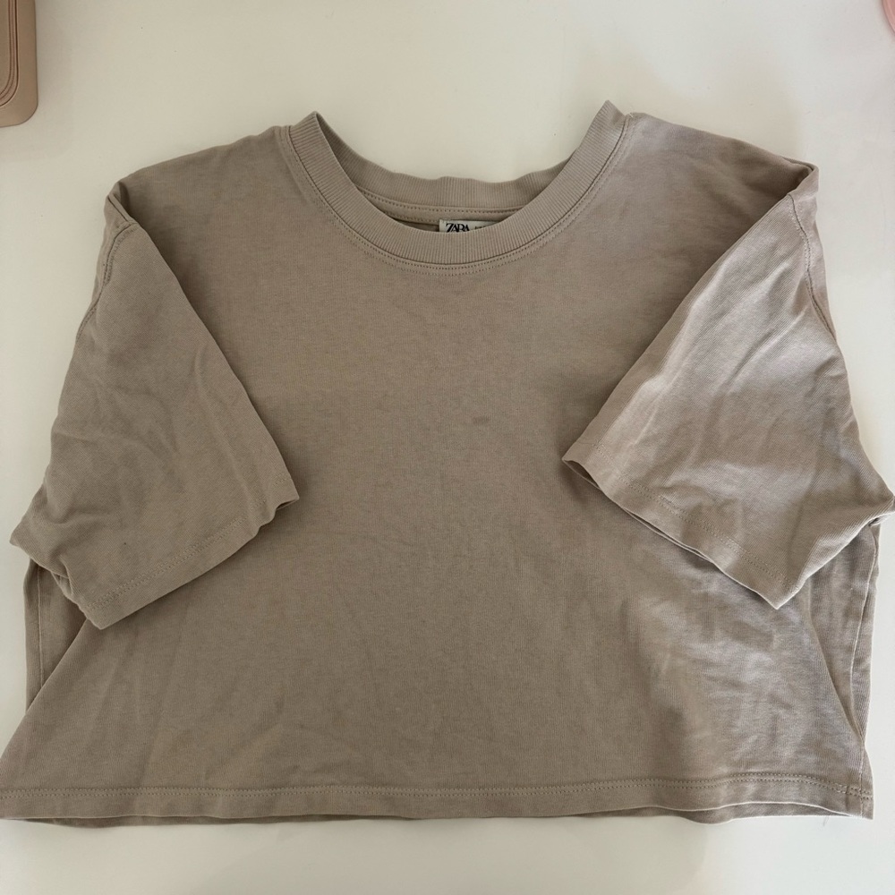 Zara Tan Wide Crop Top
